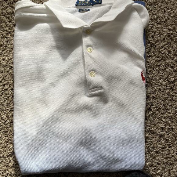 VTG Polo Ralph Lauren Polo Two Tone Shirt Mens XL Blue Classic Slim Fit. - Picture 7 of 7